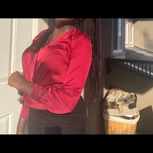 Red silk blouse